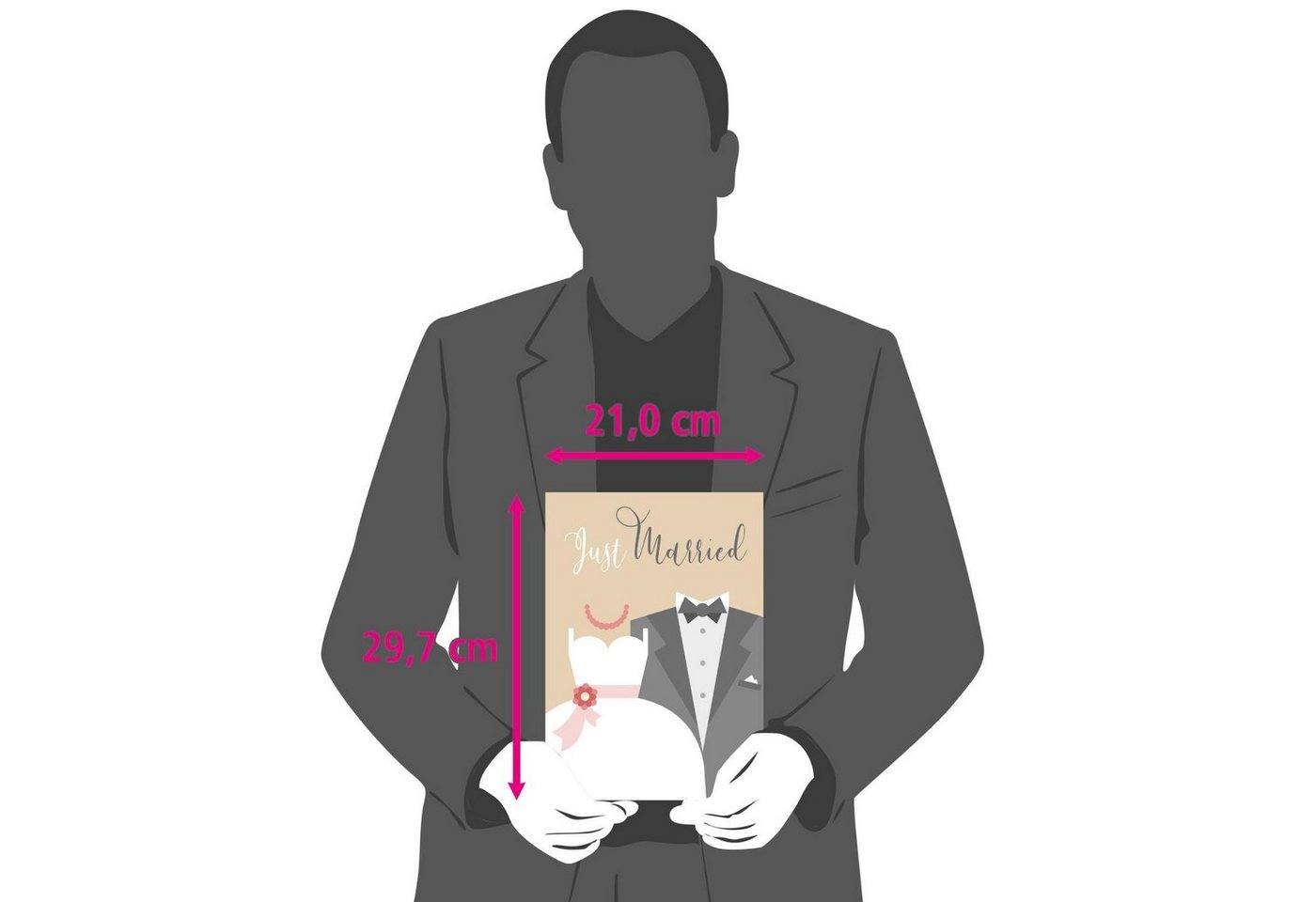 itenga Grußkarten itenga XXL Klappkarte DIN A4 Just Married Brautpaar Hochzeit und XXL B Bild 3