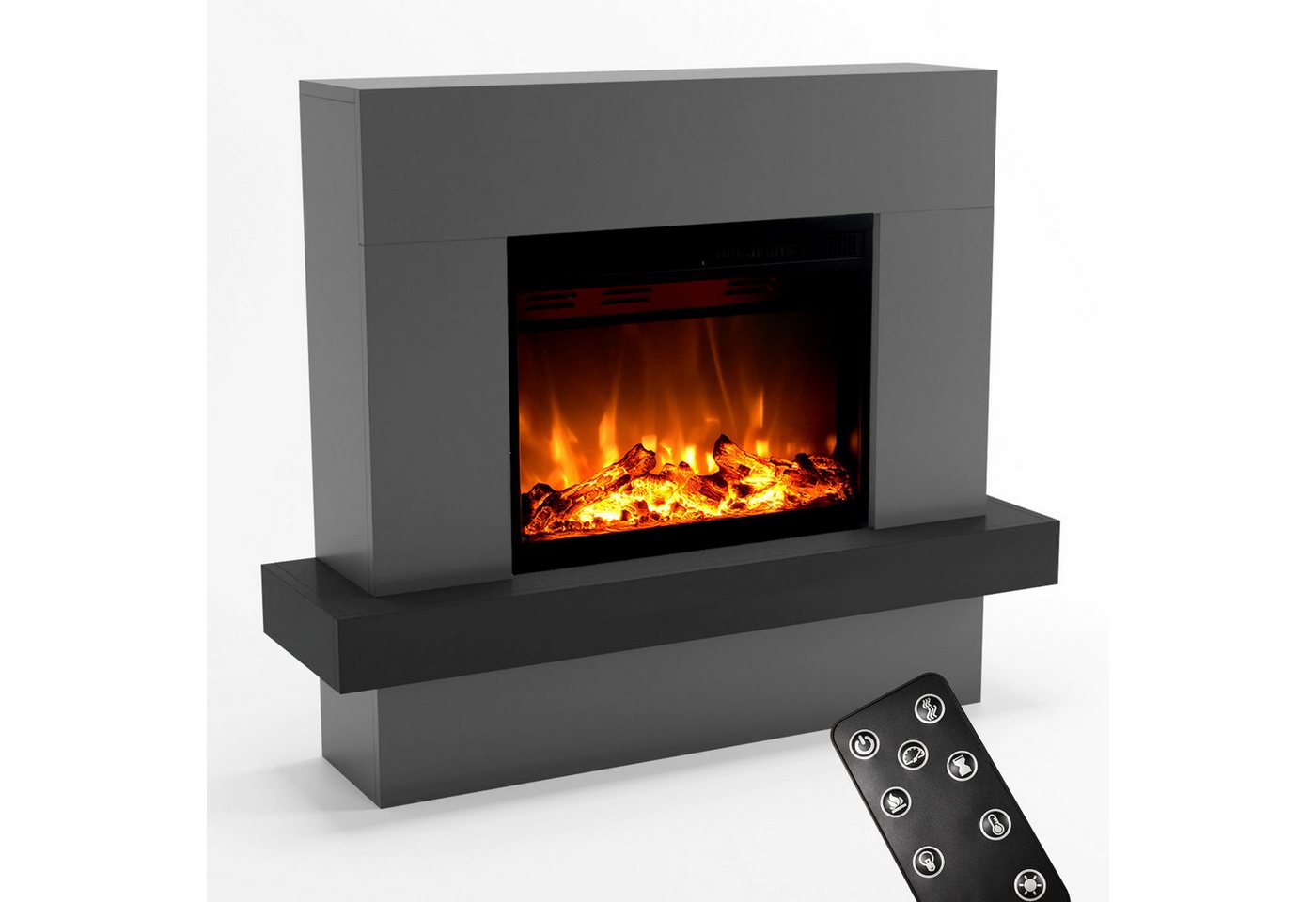 GF Core Elektrokamin PANDORA LED Kamin mit Heizung, Standkamin, Elektrischer Kamin mit 3-fach Farbwechsler und Knisterfunktion