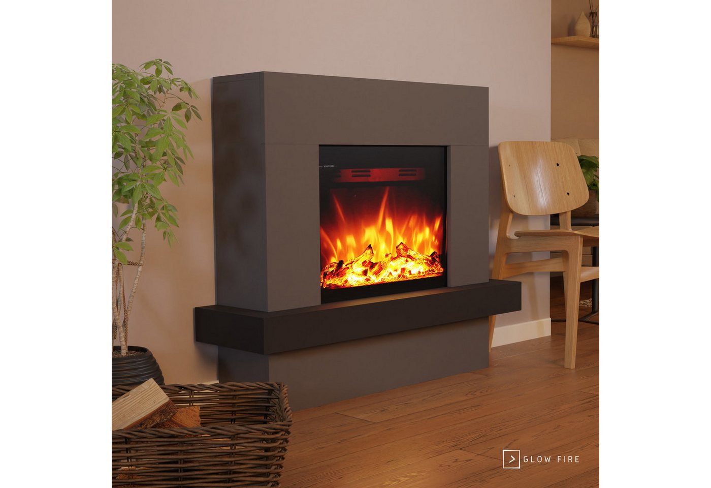 GF Core Elektrokamin PANDORA LED Kamin mit Heizung, Standkamin, Elektrischer Kamin mit 3-fach Farbwechsler und Knisterfunktion Bild 2