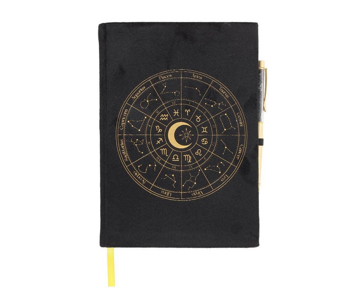 Something Different Notizbuch Astrologie Tierkreiszeichen Tagebuch Samt mit schwarzem Obsidianstift, Astrologie Tierkreiszeichen Tagebuch Samt mit schwarzem Obsidianstift