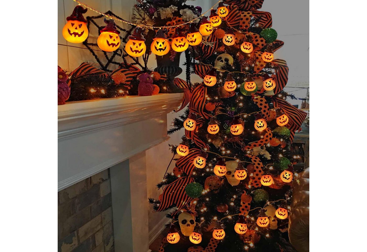 nsihing LED-Lichterkette Halloween-Kürbis-Lichterkette für Innendekoration Bild 2