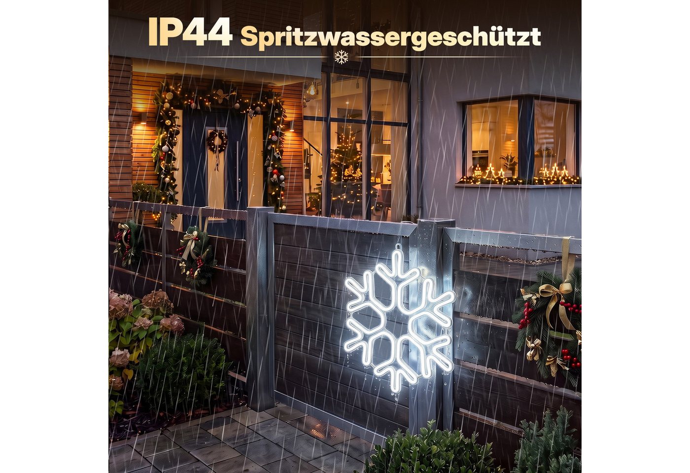 Salcar LED Dekolicht 40/60cm Schneeflocke Neonlicht LED Fenster Weihnachts Dekoration, Kaltweiß, LED Weihnachts Lichter, Weihnachtsdeko Outdoor