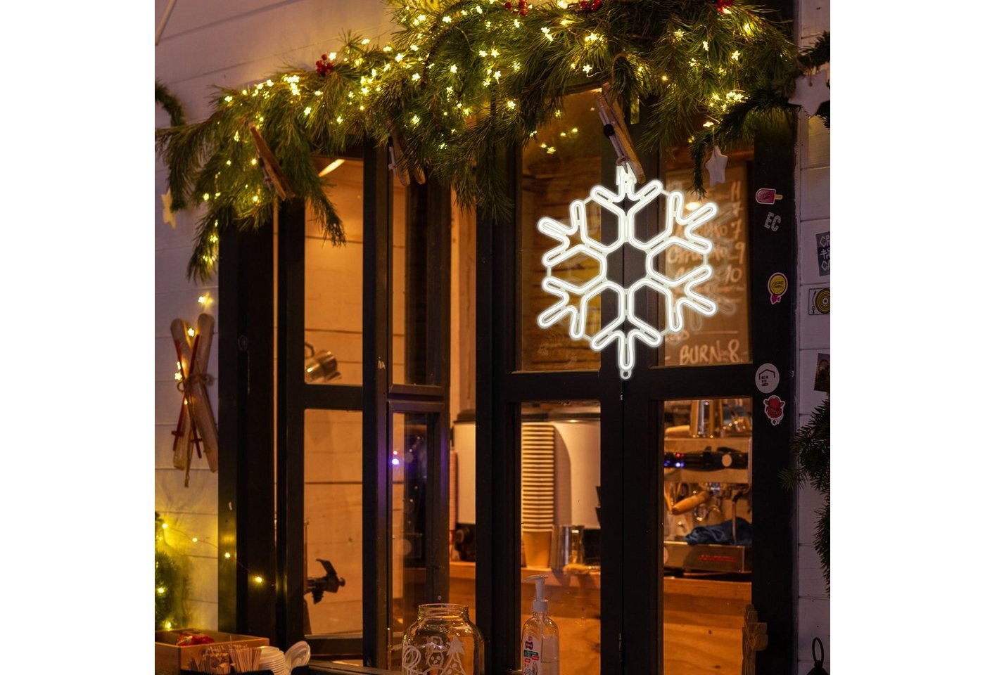 Salcar LED Dekolicht 40/60cm Schneeflocke Neonlicht LED Fenster Weihnachts Dekoration, Kaltweiß, LED Weihnachts Lichter, Weihnachtsdeko Outdoor Bild 2