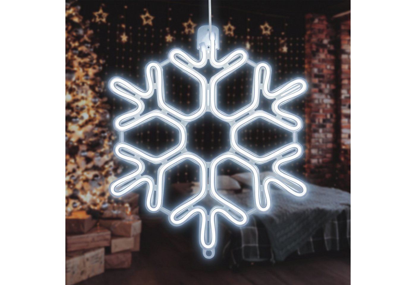 Salcar LED Dekolicht 40/60cm Schneeflocke Neonlicht LED Fenster Weihnachts Dekoration, Kaltweiß, LED Weihnachts Lichter, Weihnachtsdeko Outdoor Bild 3