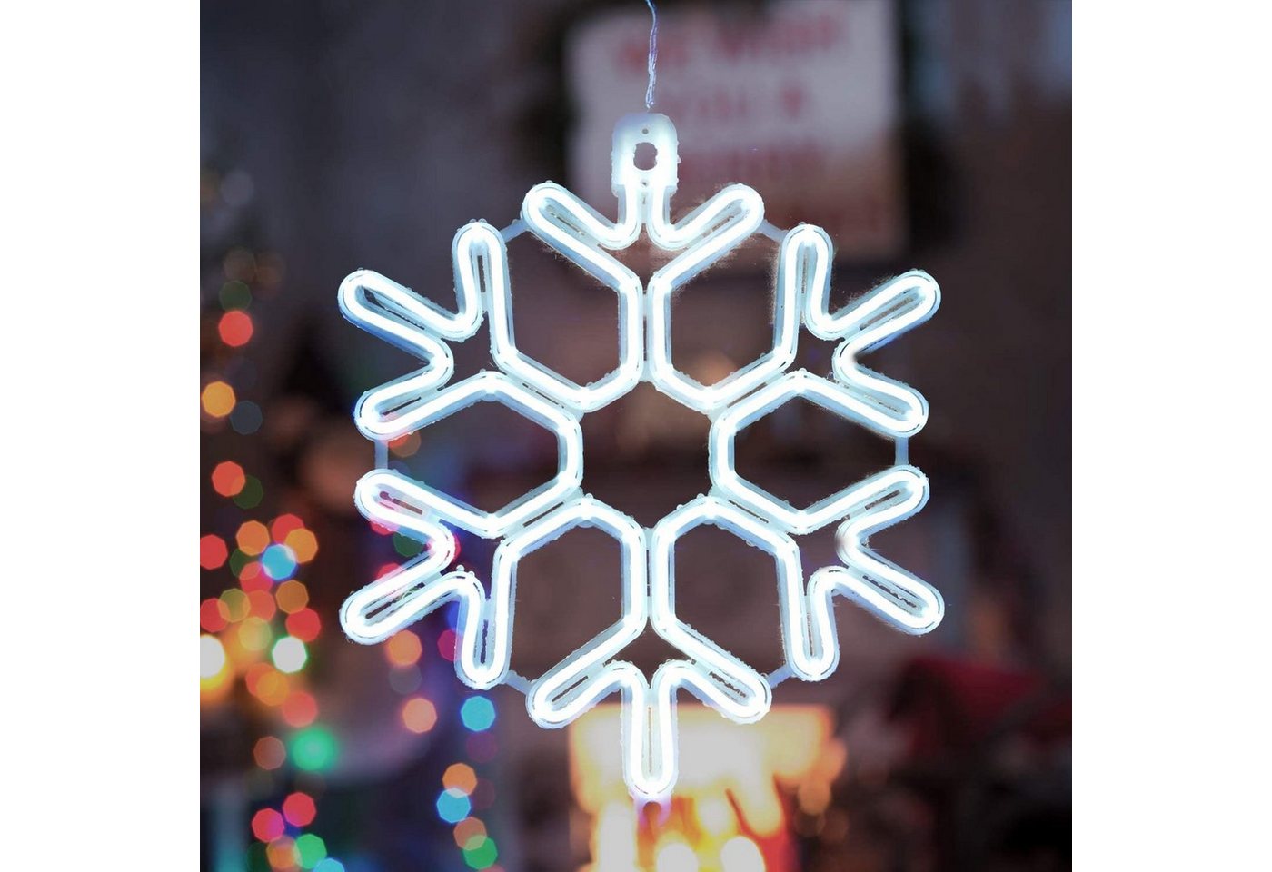 Salcar LED Dekolicht 40/60cm Schneeflocke Neonlicht LED Fenster Weihnachts Dekoration, Kaltweiß, LED Weihnachts Lichter, Weihnachtsdeko Outdoor Bild 4