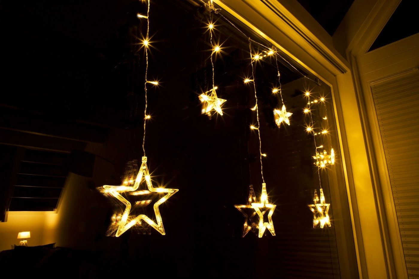 GartenHero LED-Lichtervorhang LED Lichterkette Sterne Lichtschlauch Weihnachten Sternenvorhang Bild 4