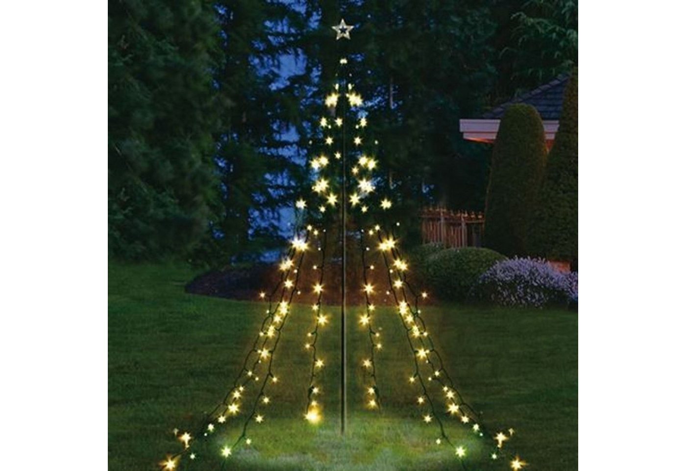 BURI Lichterkette Garten-Lichterpyramide mit 200 LEDs Lichterkette Lichternetz