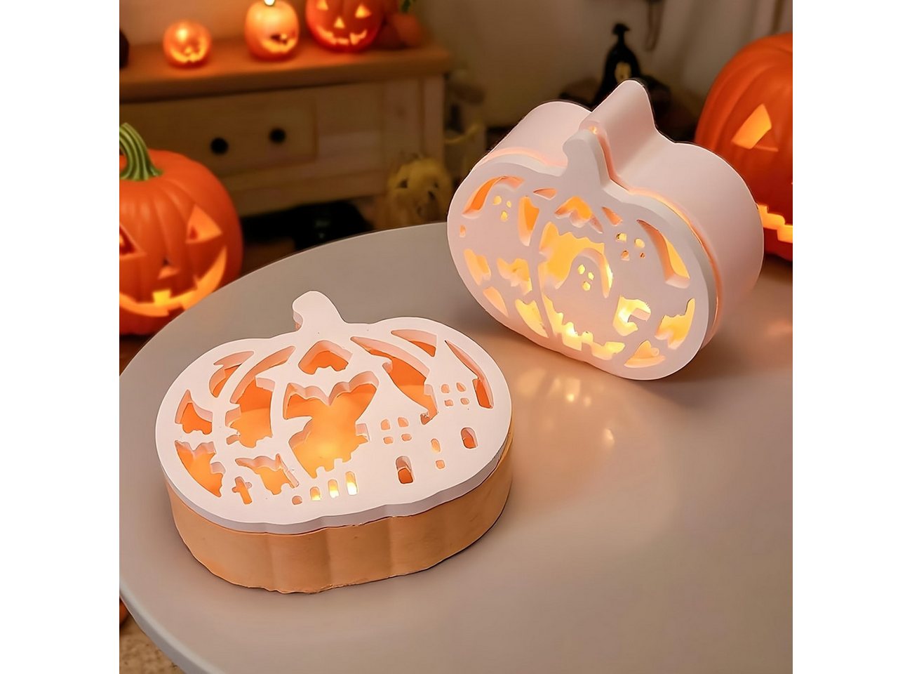 Sorvyzxn Silikonform 4 Stück Silikonform kürbis,Gießformen Silikon Halloween für DIY Kürbis, (4-tlg) Bild 3