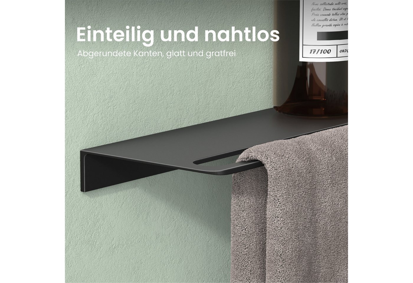 Mai & Mai Duschablage Duschregal Badablage zur Wandmontage aus Aluminium Reglo-06, Kombiniert Badregal und Handtuchhalter, korrosionsbeständig Bild 3