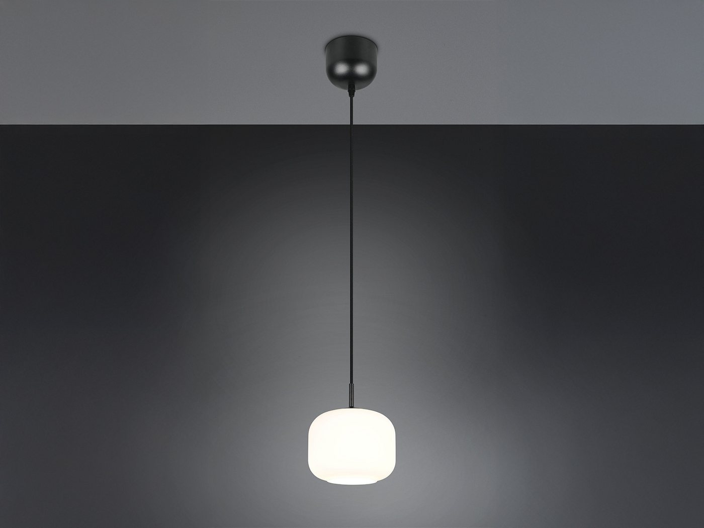 Reality Leuchten LED Pendelleuchte mit Glas Lampenschirm Weiß Ø 15cm, Dimmfunktion, LED wechselbar, Warmweiß, Nachttisch Lampe hängend, einflammig klein, inkl. Leuchtmittel dimmbar Bild 2
