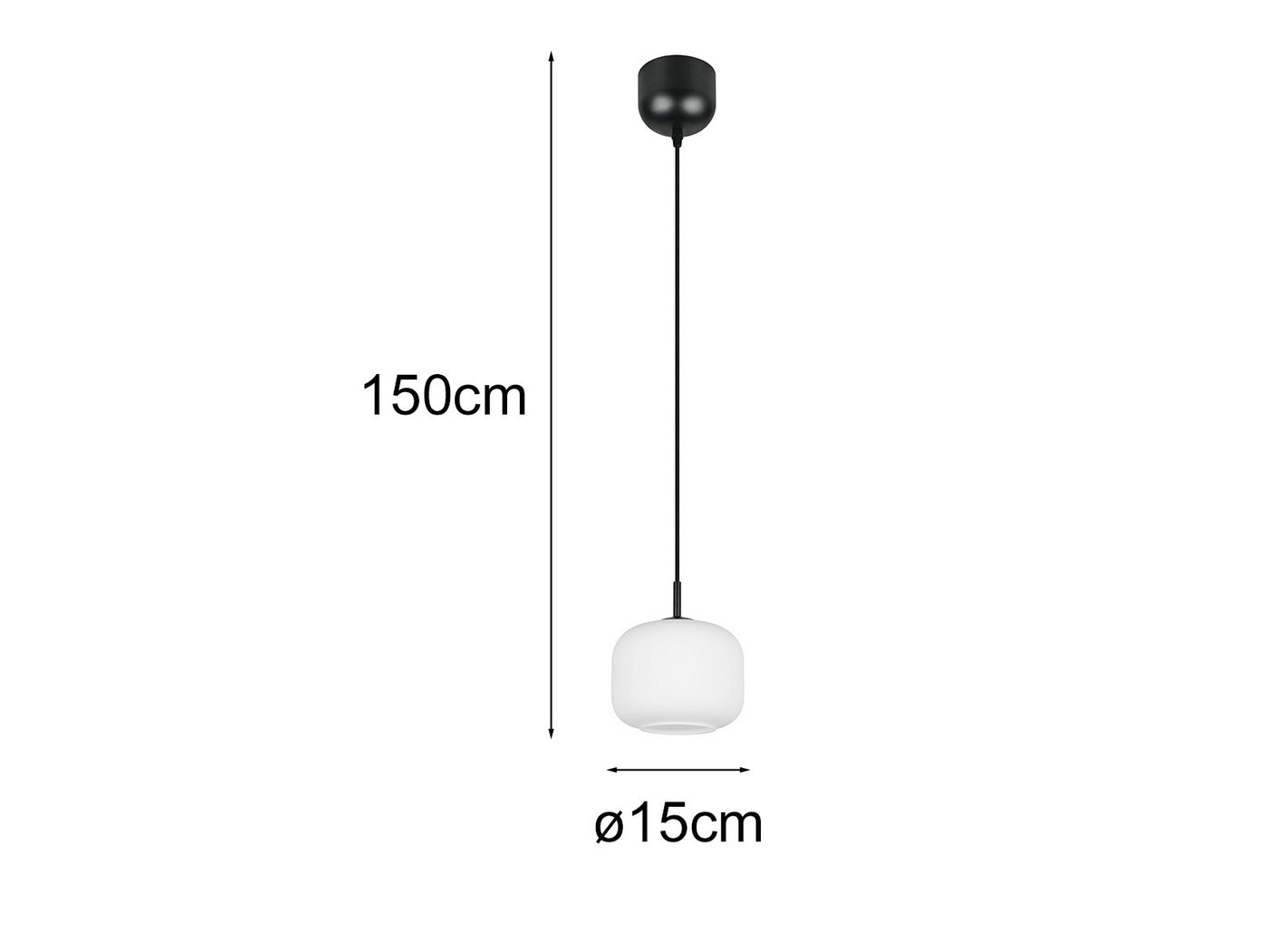 Reality Leuchten LED Pendelleuchte mit Glas Lampenschirm Weiß Ø 15cm, Dimmfunktion, LED wechselbar, Warmweiß, Nachttisch Lampe hängend, einflammig klein, inkl. Leuchtmittel dimmbar Bild 3