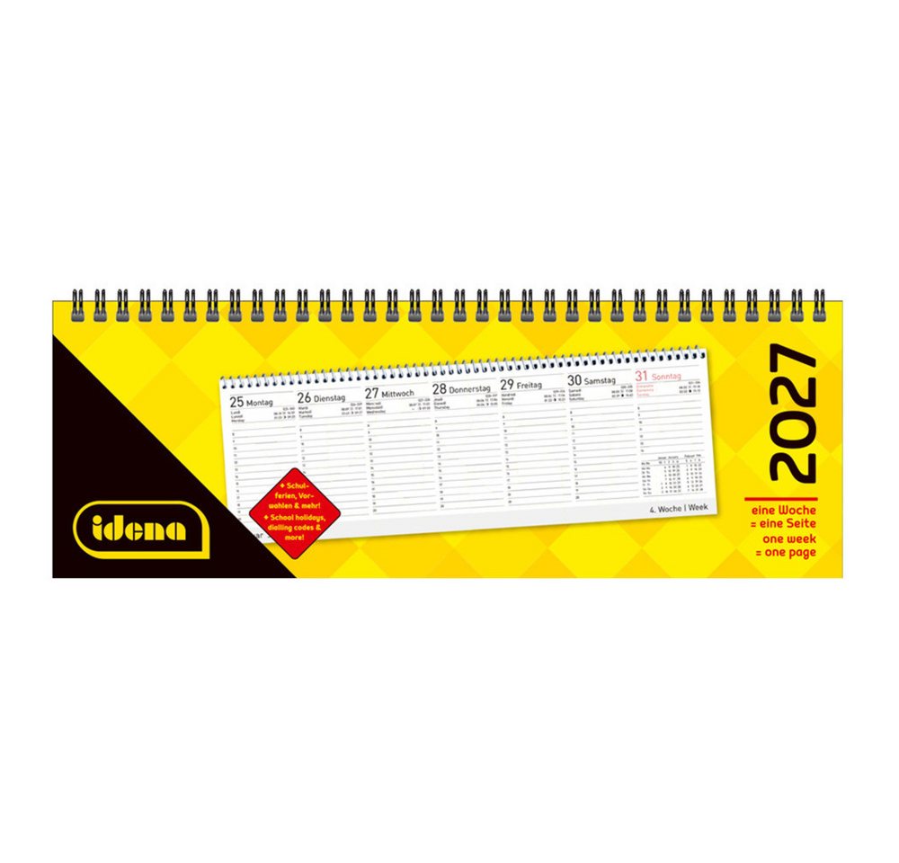 Idena Schreibtischkalender Tischquerkalender 2027 - 1 Woche / 1 Seite