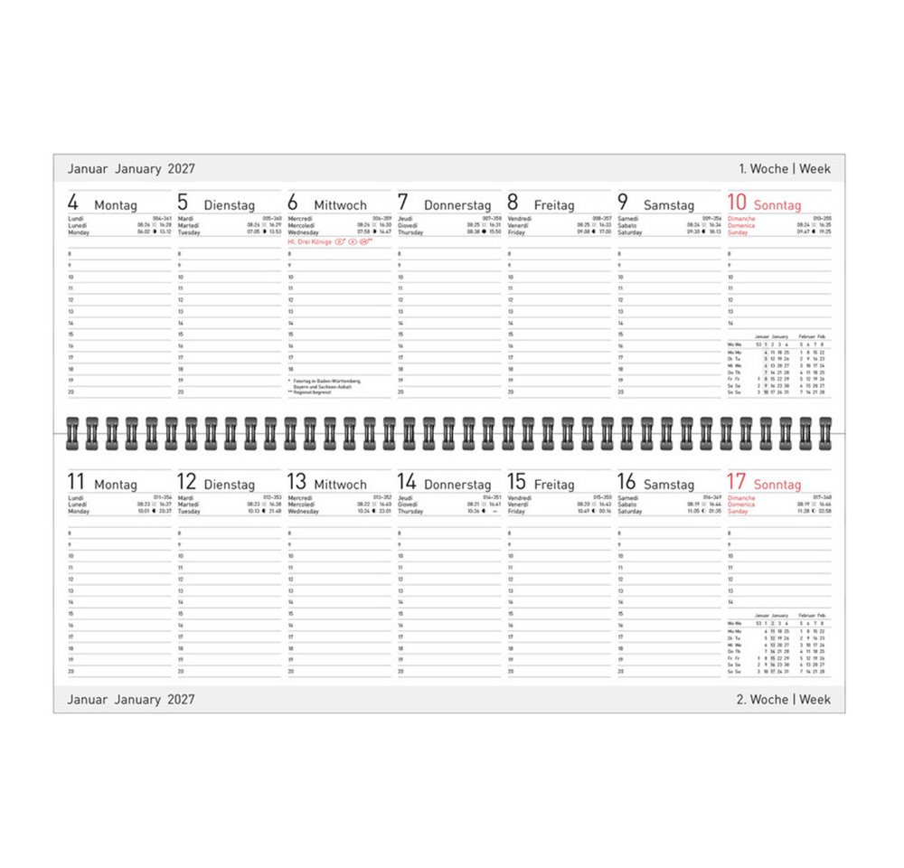 Idena Schreibtischkalender Tischquerkalender 2027 - 1 Woche / 1 Seite Bild 2