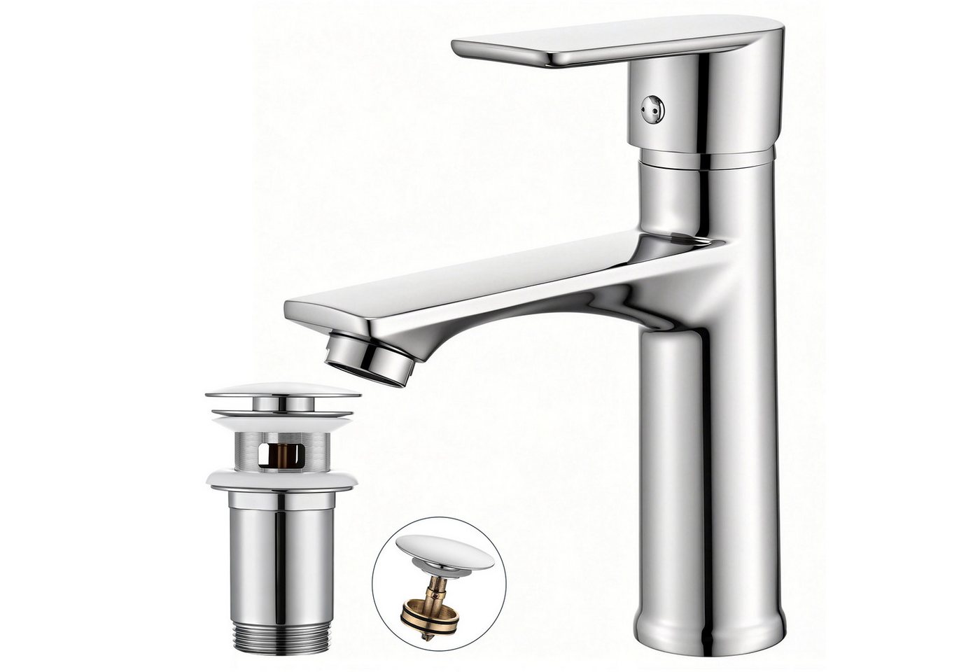 HOMELODY Waschtischarmatur Wasserhahn Bad Einhebelmischer mit Pop-up Ablaufgarnitur Bild 2
