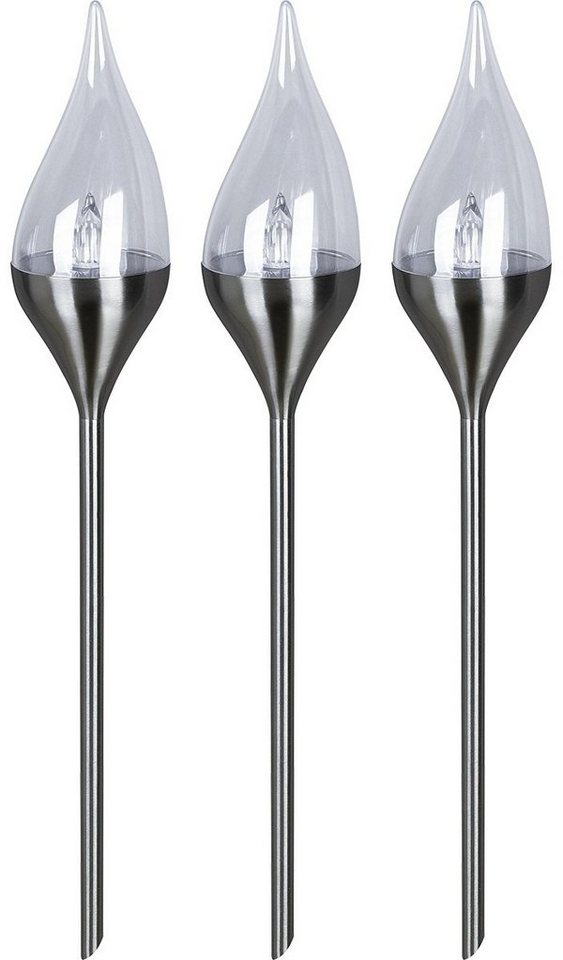 MeLiTec LED Solarleuchte Edelstahl Fackel SO38, LED fest integriert, warmweiß Bild 2