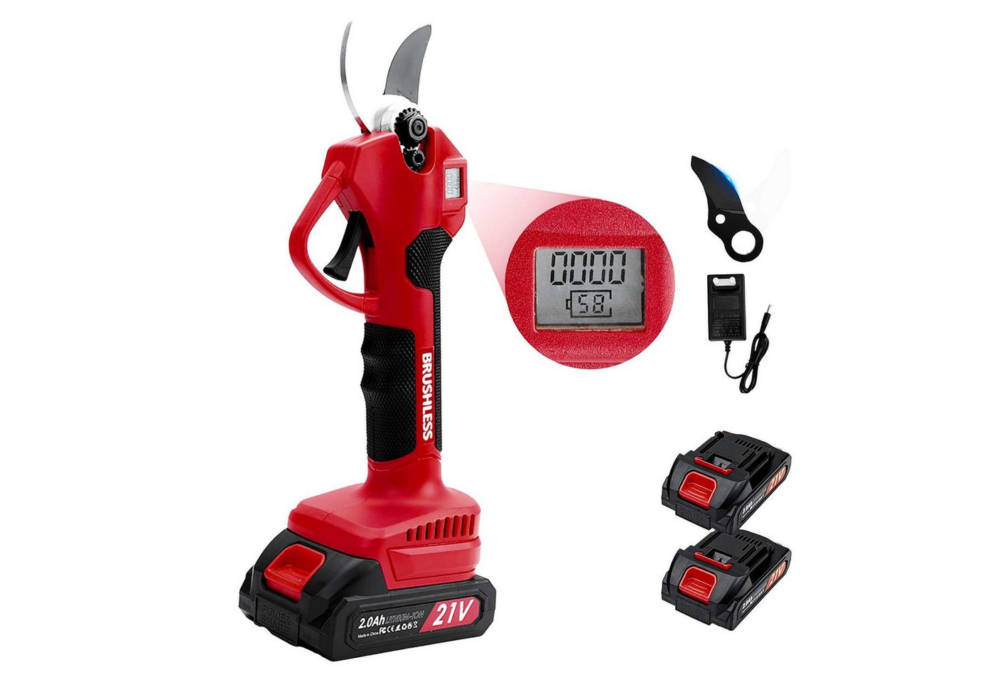 BBWL Akku-Astschere 300W mit wiederaufladbarem Akku, 3 Schnittgrößen 15-20-25mm, (leise, niedriges Rückschlagdesign), ideal für Garten, Hecken und Sträucher Bild 4