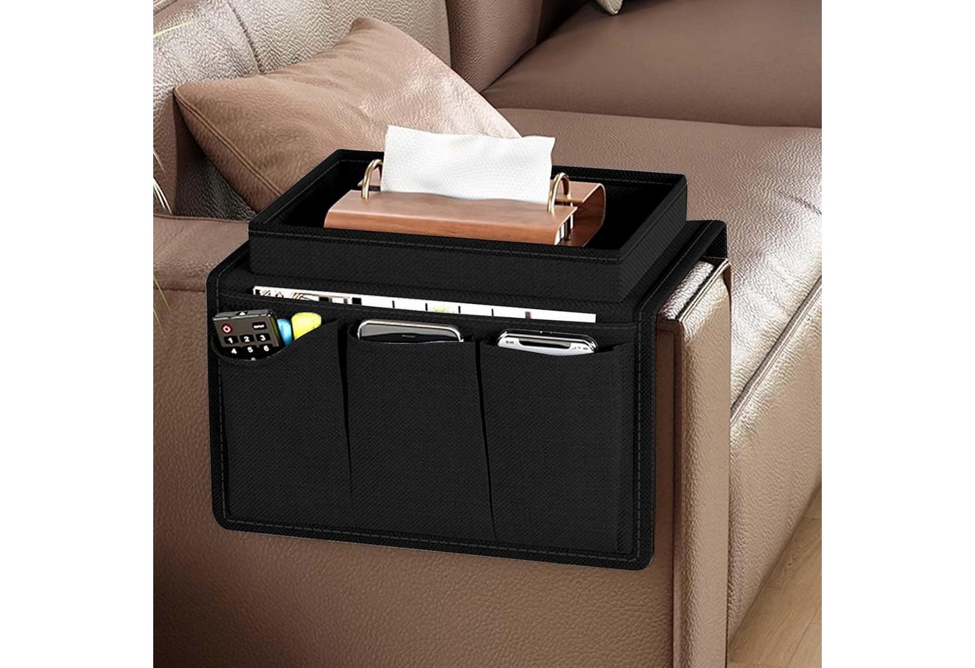 FELIXLEO Badorganizer Sofa Armlehne Organizer Oxford Tasche Tablett faltbar Aufbewahrung (1 St) Bild 2