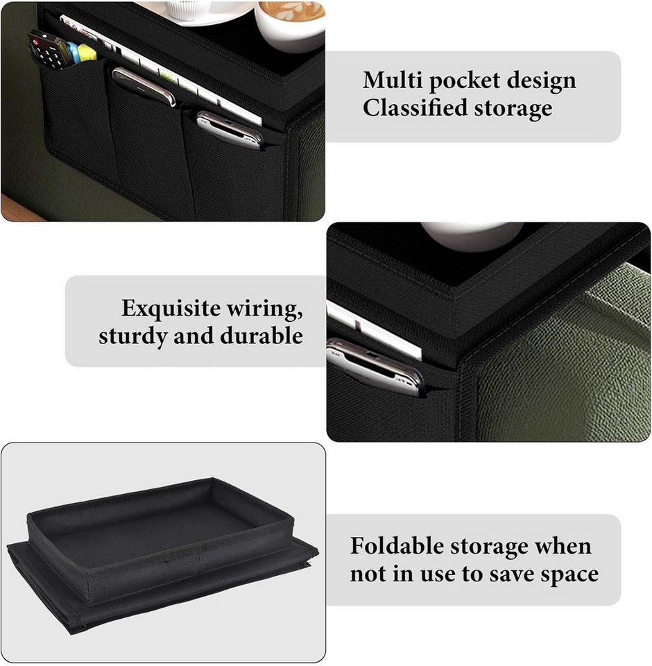 FELIXLEO Badorganizer Sofa Armlehne Organizer Oxford Tasche Tablett faltbar Aufbewahrung (1 St) Bild 5