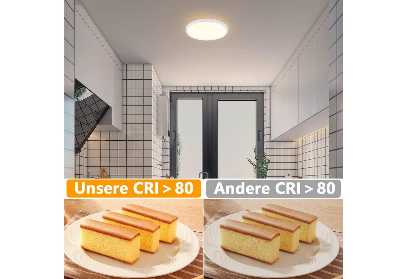 Nettlife LED Panel Deckenleuchte Deckenlampe Ø22cm warmweiß 3000K 15W/18W nicht dimmbar, LED fest integriert, Warmweiß, für Küche Flur Schlafzimmer Badezimmer