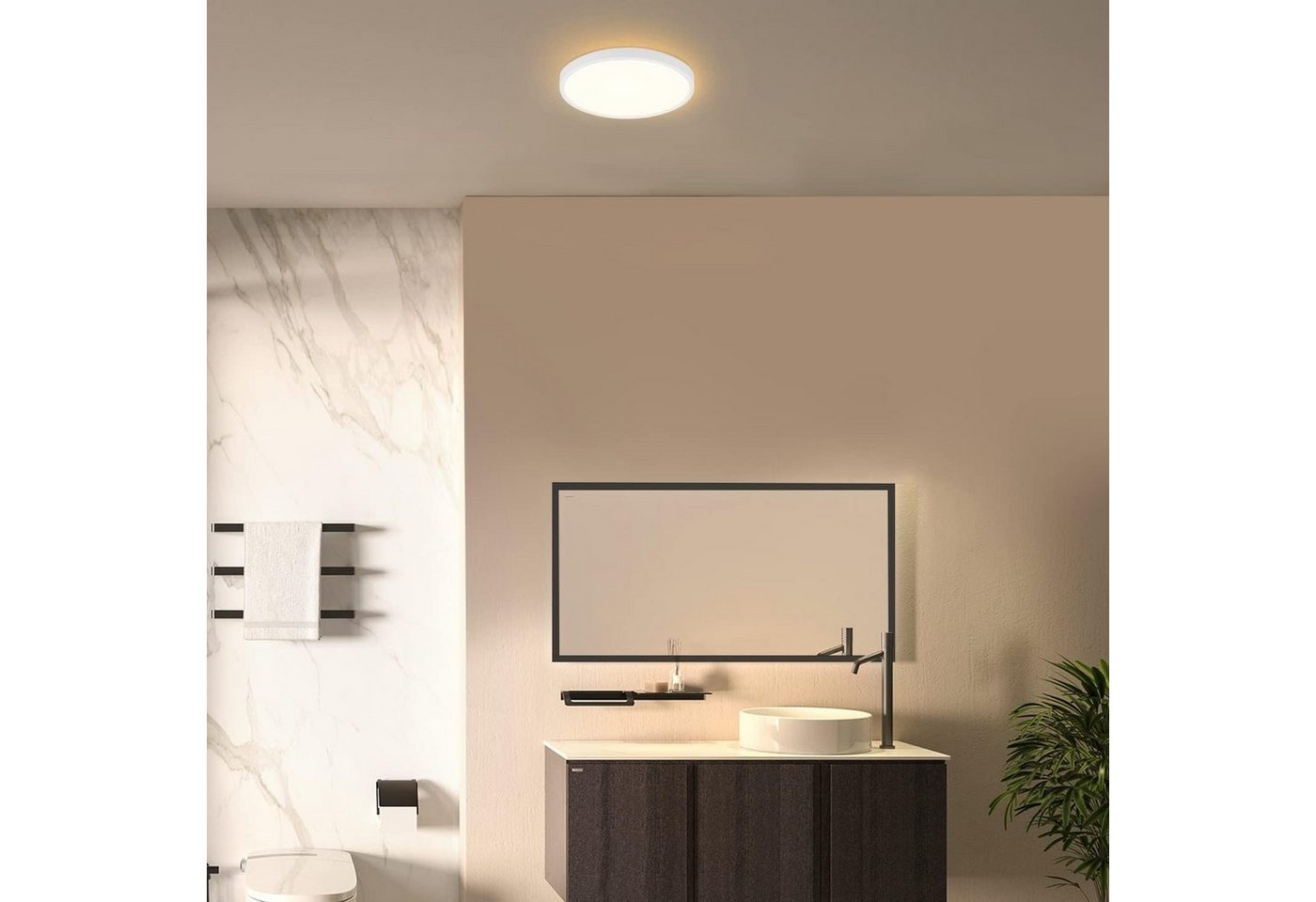 Nettlife LED Panel Deckenleuchte Deckenlampe Ø22cm warmweiß 3000K 15W/18W nicht dimmbar, LED fest integriert, Warmweiß, für Küche Flur Schlafzimmer Badezimmer Bild 3