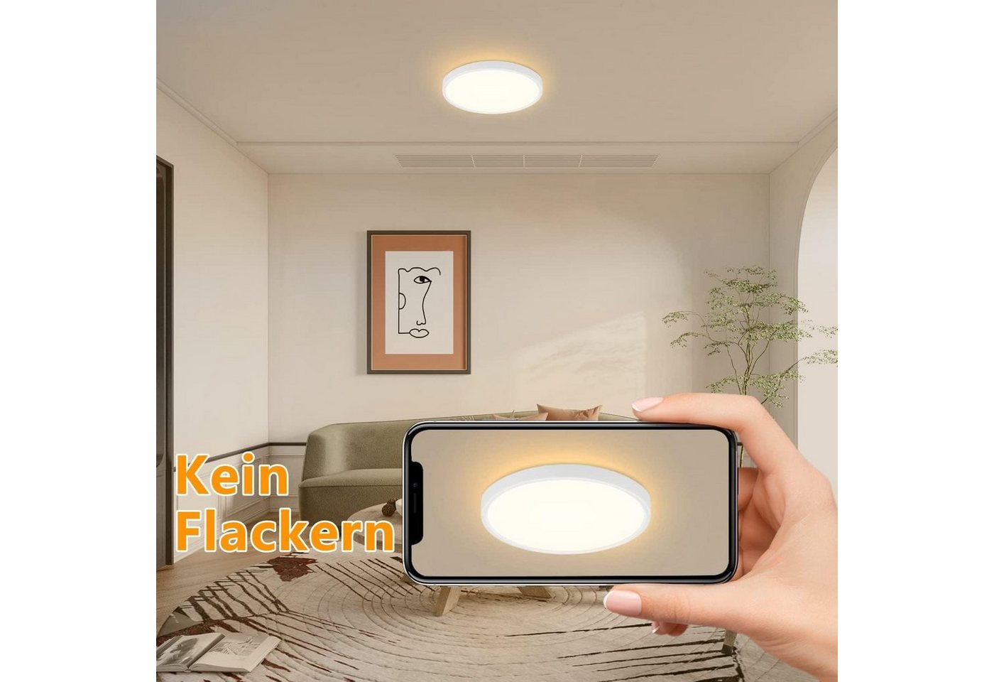 Nettlife LED Panel Deckenleuchte Deckenlampe Ø22cm warmweiß 3000K 15W/18W nicht dimmbar, LED fest integriert, Warmweiß, für Küche Flur Schlafzimmer Badezimmer Bild 4