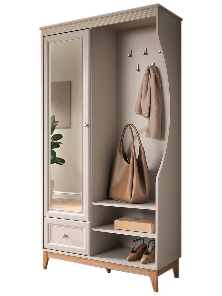 Compleo Garderobenschrank mit Schublade und Spiegel, Holzfüße Bild 2