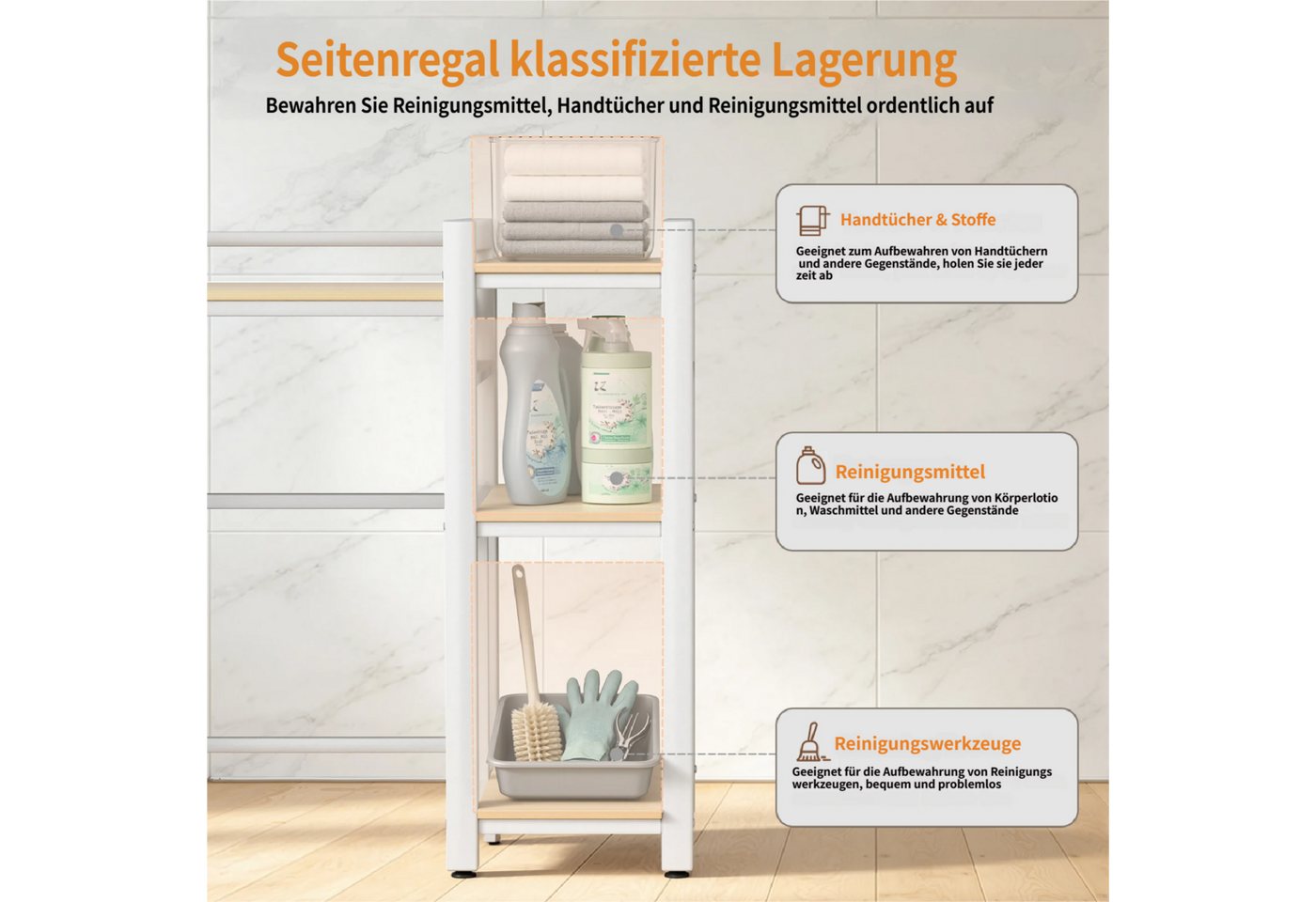 Rutaqian Waschmaschinenuntergestell Waschtrockner-Stapelgestell, 3 höhenverstellbar, 300 kg Kapazität, Waschmaschinenständer mit Seitenregal für Wäsche, Badezimmer, Küche
