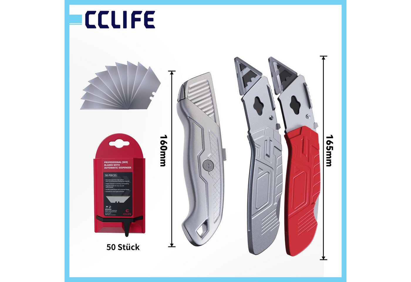 CCLIFE Cuttermesser CCLIFE Profi Teppichmesser Set 3-teilig fuer DIY und Werkstatt, (4-tlg)