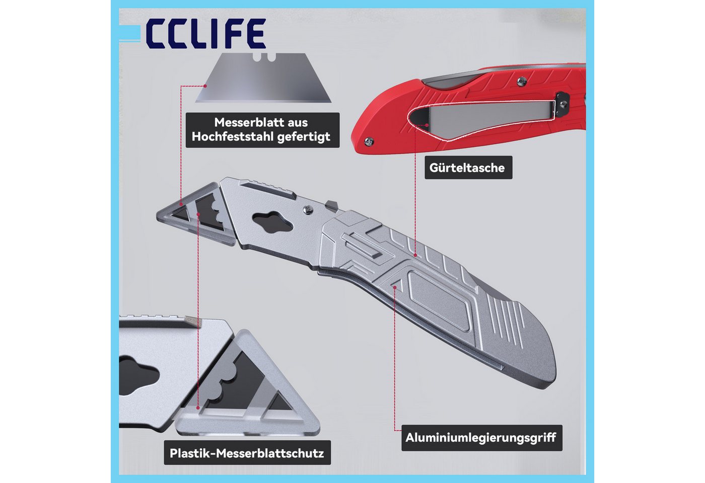 CCLIFE Cuttermesser CCLIFE Profi Teppichmesser Set 3-teilig fuer DIY und Werkstatt, (4-tlg) Bild 2