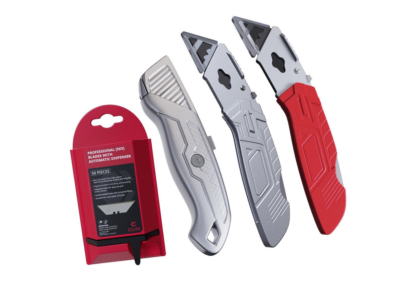 CCLIFE Cuttermesser CCLIFE Profi Teppichmesser Set 3-teilig fuer DIY und Werkstatt, (4-tlg) Bild 3