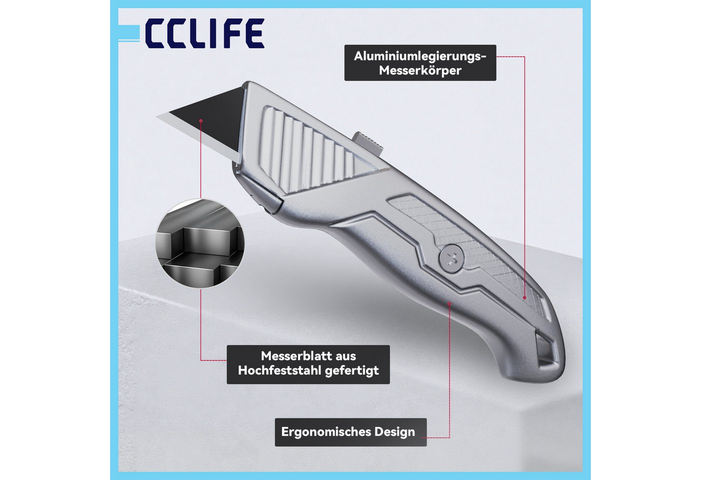 CCLIFE Cuttermesser CCLIFE Profi Teppichmesser Set 3-teilig fuer DIY und Werkstatt, (4-tlg) Bild 4