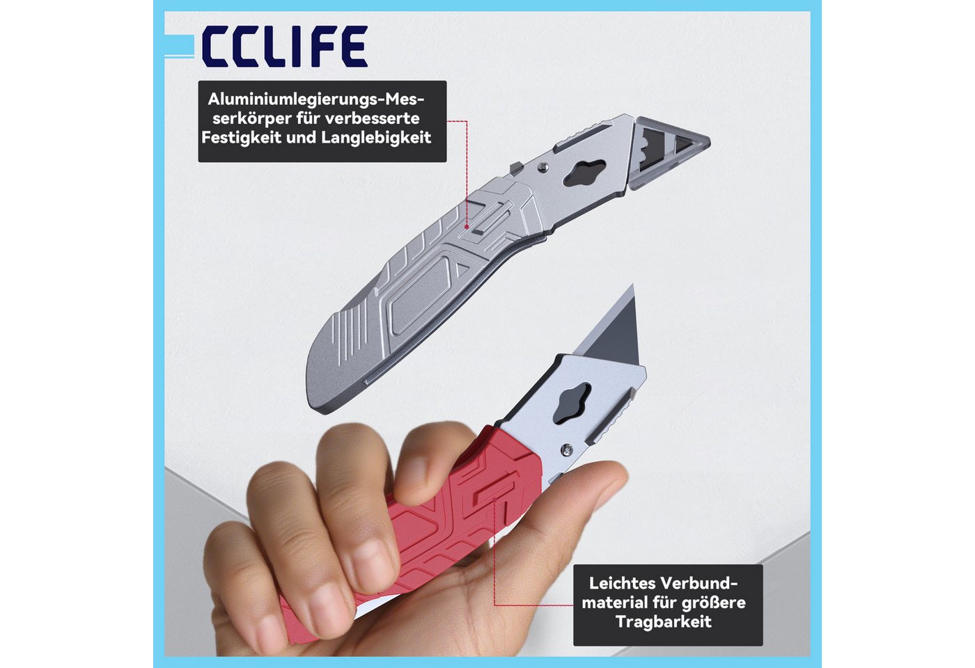 CCLIFE Cuttermesser CCLIFE Profi Teppichmesser Set 3-teilig fuer DIY und Werkstatt, (4-tlg) Bild 5