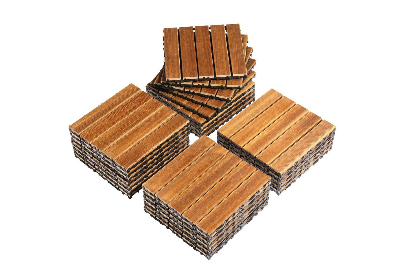 LEADZM Terrassendielen Terrassenfliesen 22er Set Klicksystem 30x30cm, Holz, 2,00 m², BxL: je 30,00x30,00 cm, 2,30 mm Stärke, (22-St), Kiefernholz, wasserabweisend, Balkonfliesen für Balkon & Terrasse Bild 3