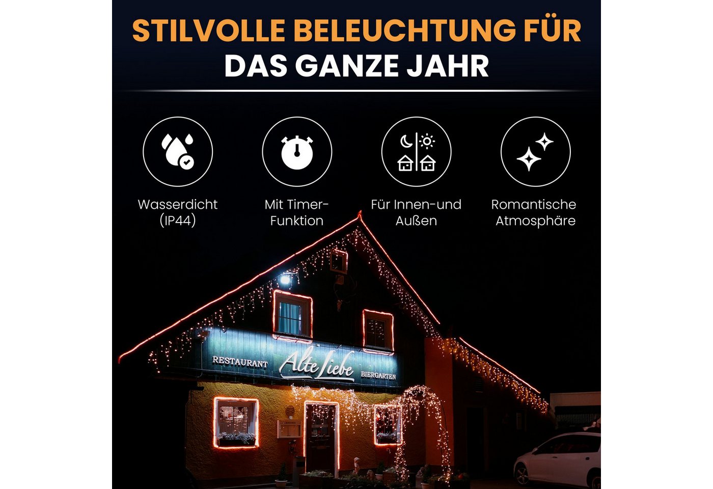 Gartenpirat LED-Lichterkette Eisregen LED-Beleuchtung Weihnachtsdeko für außen mit Timerfunktion, 12 m Bild 4