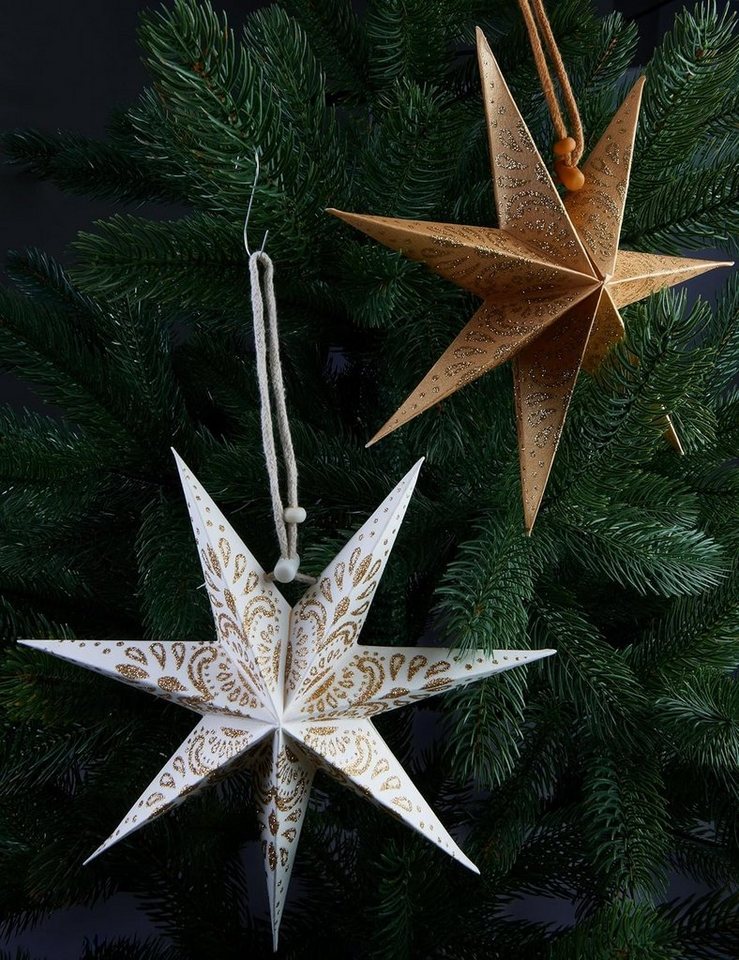 BRUBAKER Papiersterne 6 Weihnachtssterne - 20 cm Faltsterne Weihnachten - Papier Sterne, Großer Christbaumschmuck für Weihnachtsbaum und Fenster Dekoration Bild 2