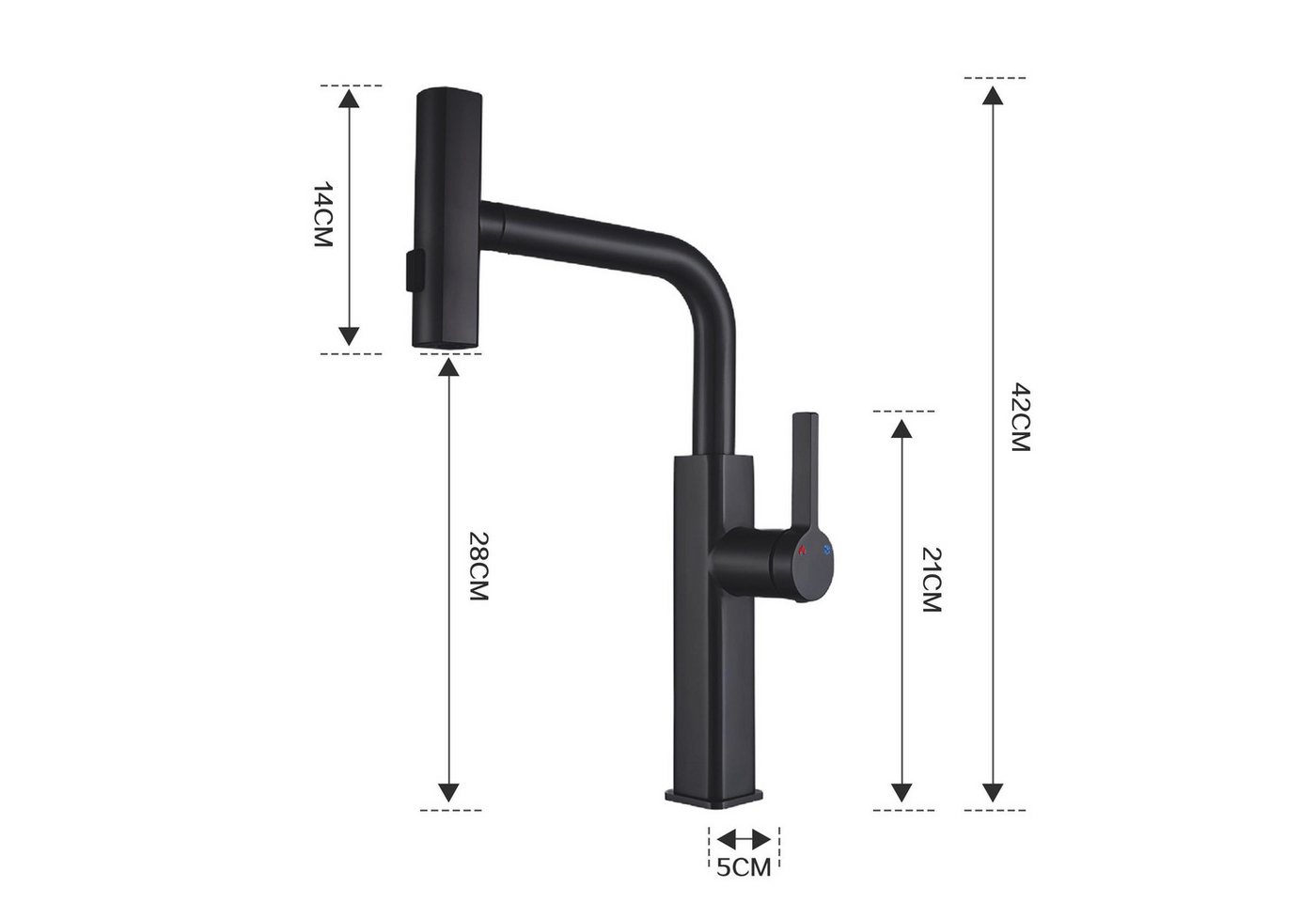 SEHAUSEU Küchenarmatur Wasserhahn Küche Bad Spültischarmatur ausziehbar 3 Strahlarten Hochdruckarmatur Bild 4