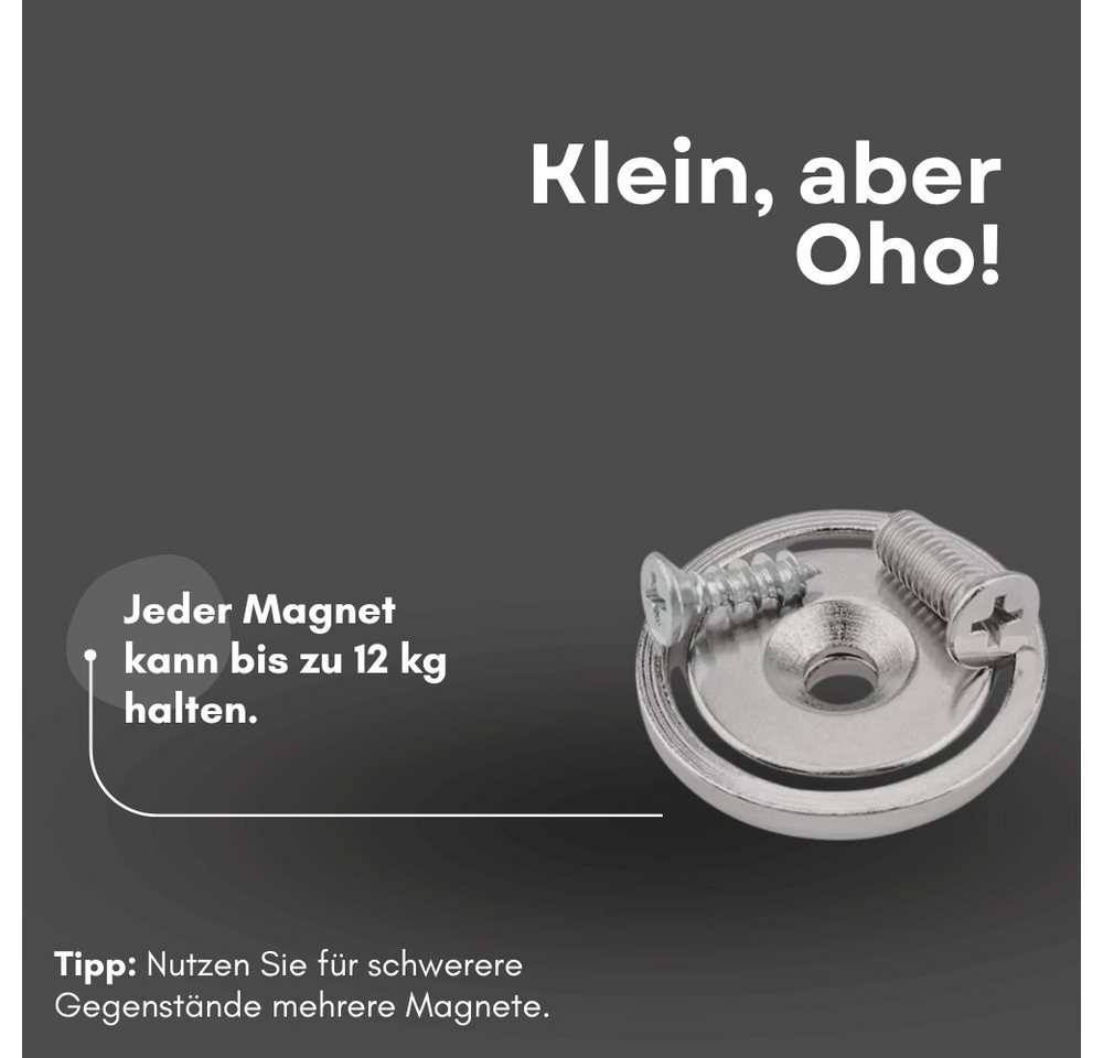 MaajeeKuto Magnet Neodym Topfmagnet Ø20 mm mit Senkbohrung 12 kg Gewinde M4 (4-St)