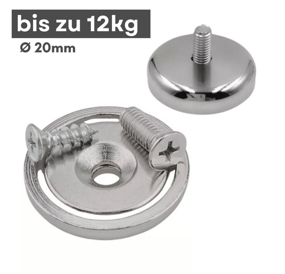 MaajeeKuto Magnet Neodym Topfmagnet Ø20 mm mit Senkbohrung 12 kg Gewinde M4 (4-St) Bild 3