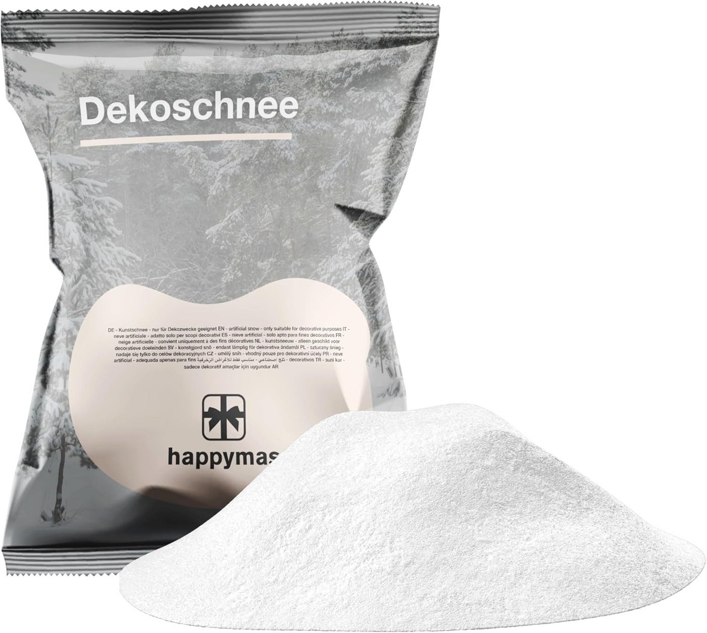 happymas Streudeko Kunstschnee, ca. 1.000 ml, weich mit Glitzereffekt für Winterdeko, (Packung 1-tlg) Bild 5