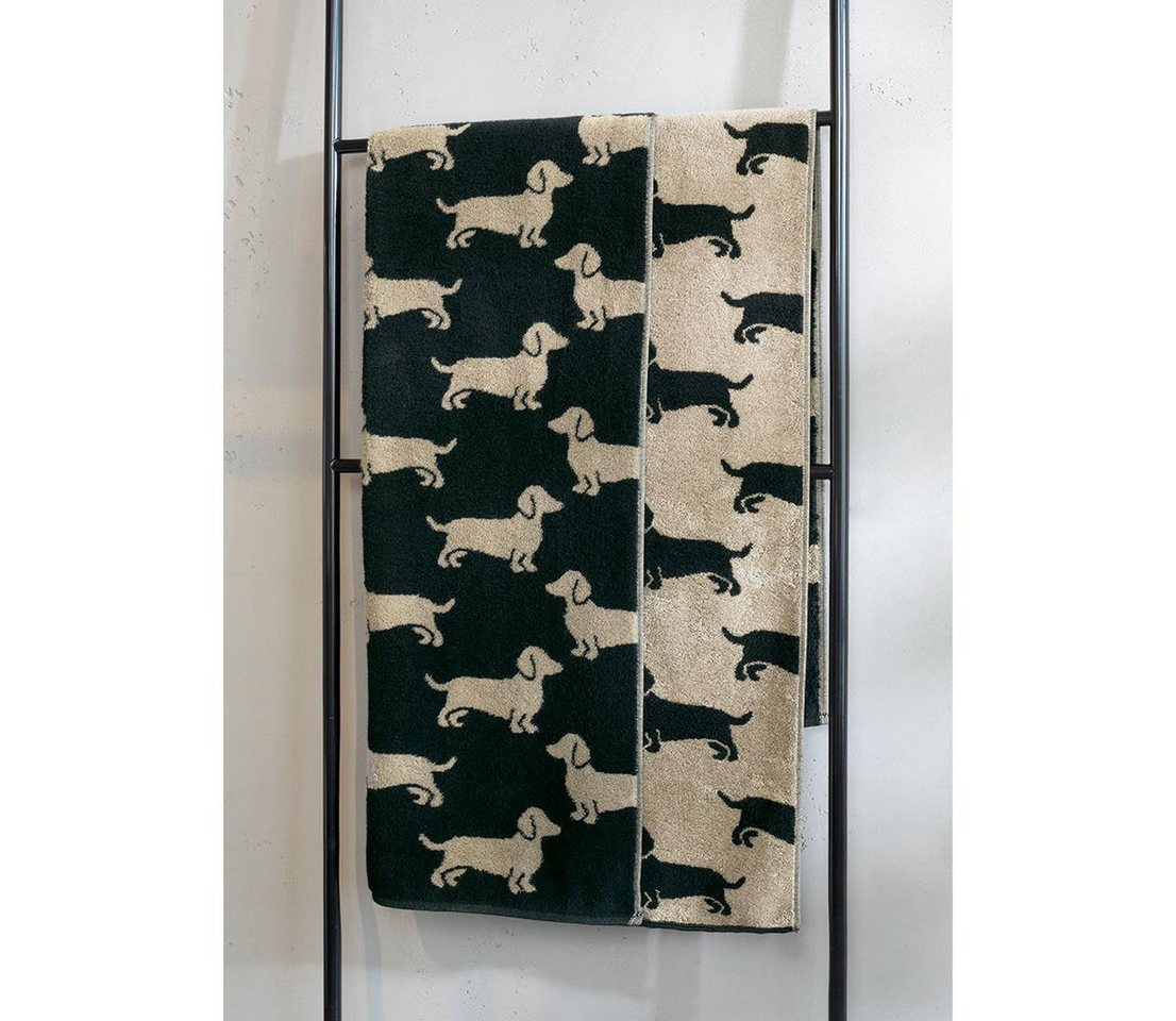 Cawö Badetücher Handtuch We love Dogs Pfoten Paws Schwarz Beige (50x100cm)