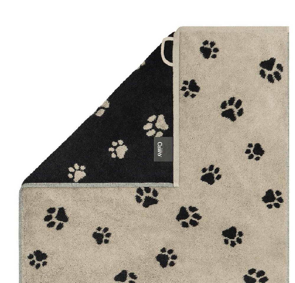 Cawö Badetücher Handtuch We love Dogs Pfoten Paws Schwarz Beige (50x100cm) Bild 3