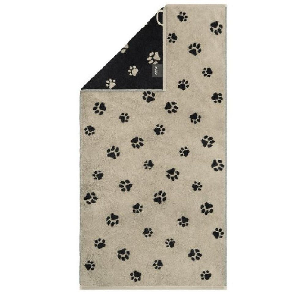 Cawö Badetücher Handtuch We love Dogs Pfoten Paws Schwarz Beige (50x100cm) Bild 4