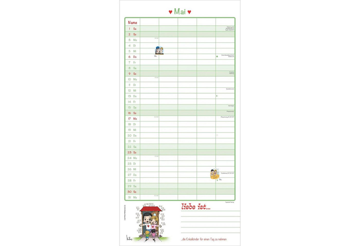 Wandkalender Liebe ist... Familientermine 2027