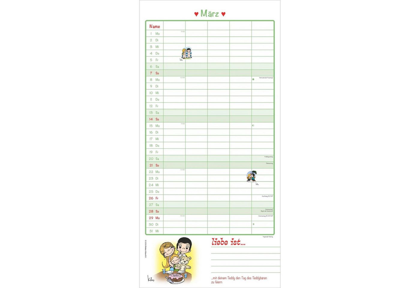 Wandkalender Liebe ist... Familientermine 2027 Bild 2