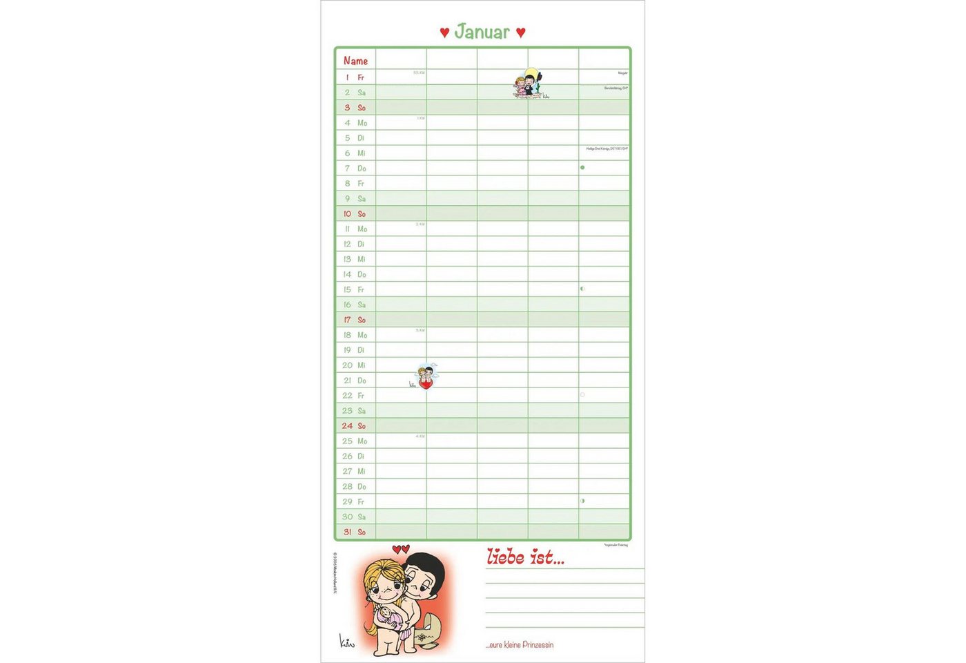 Wandkalender Liebe ist... Familientermine 2027 Bild 4