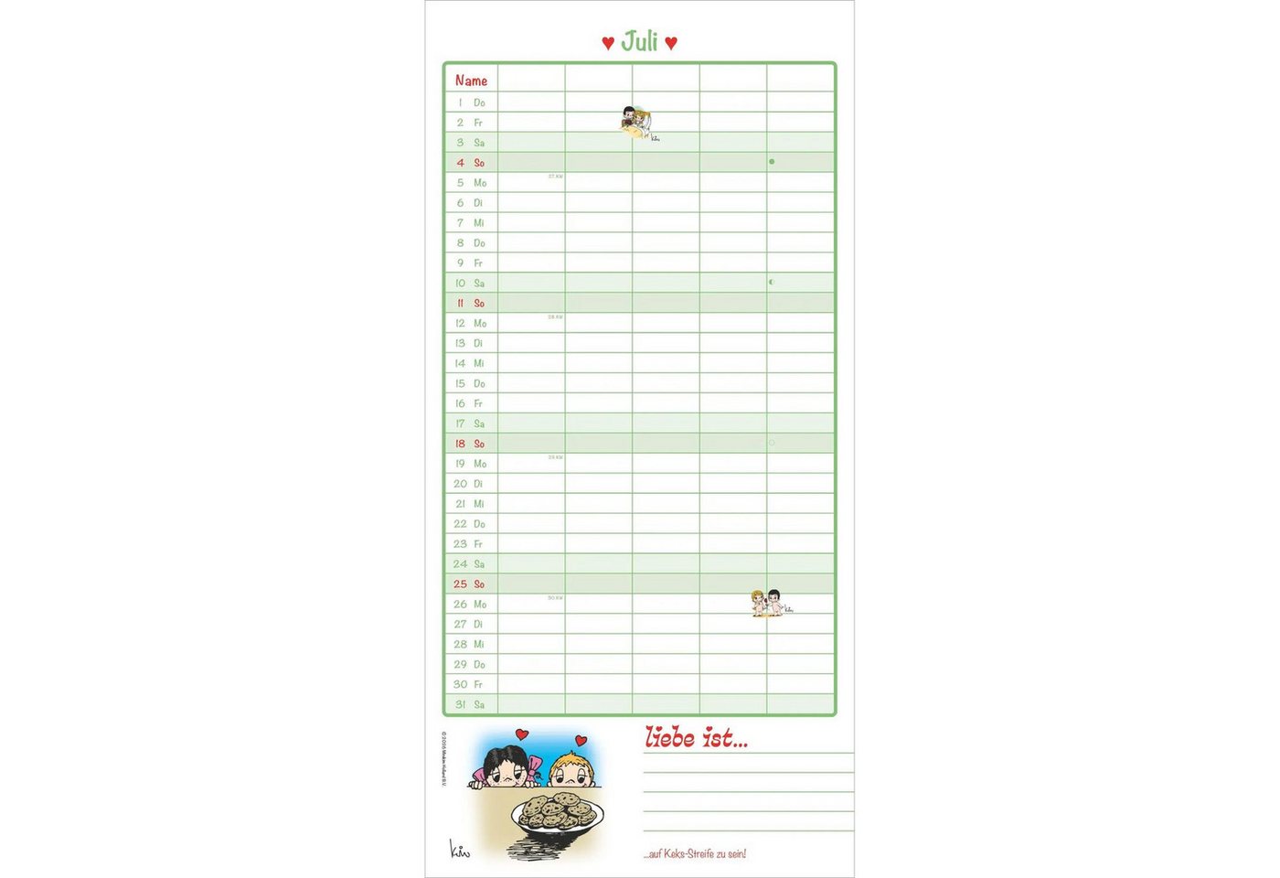 Wandkalender Liebe ist... Familientermine 2027 Bild 5