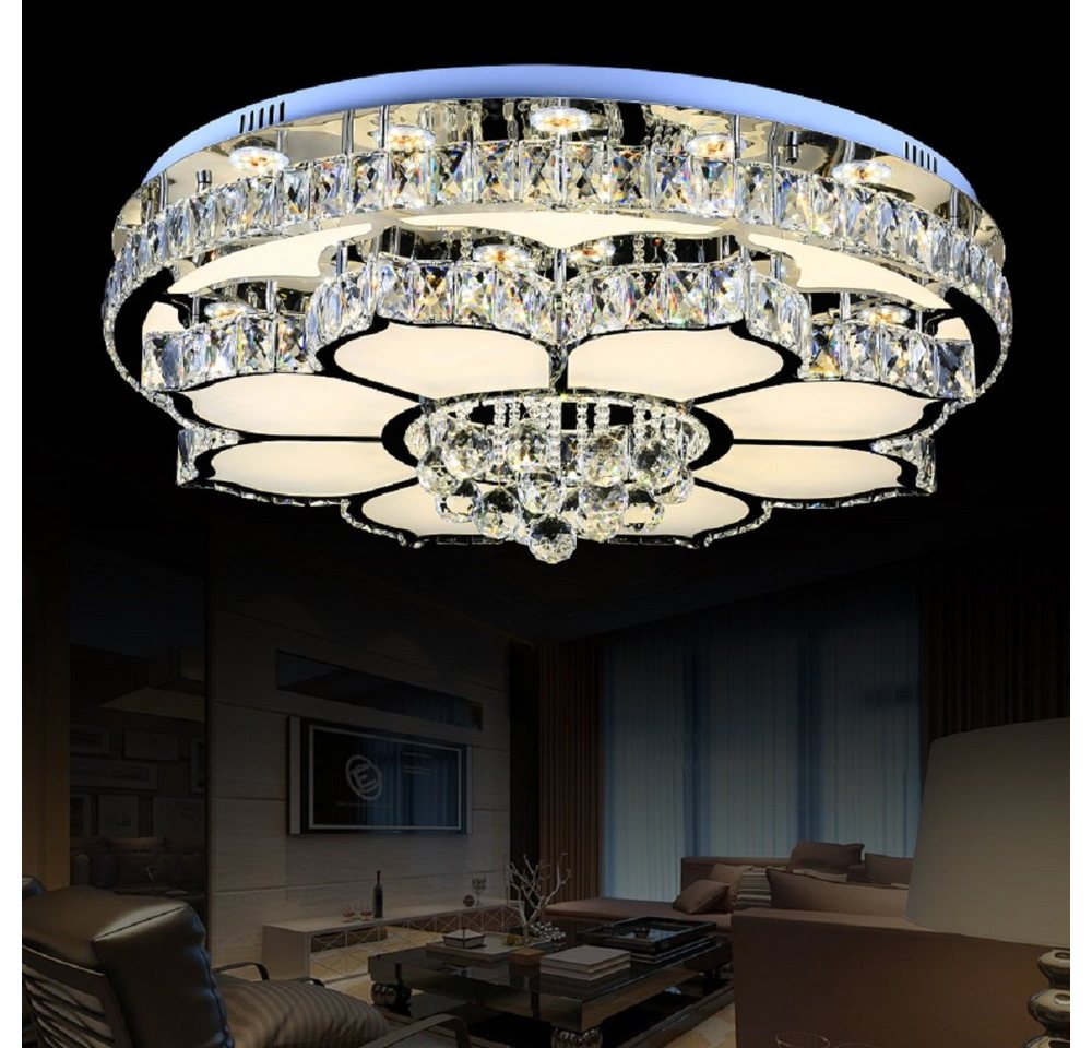 Euroton LED Deckenleuchte LED Pendelleuchte mit Fernbedienung Kristall Edelstahl energiesparend, LED fest integriert, Neutralweiß, Kaltweiß, Warmweiß, Mit Fernbedienung steuerbar Bild 4