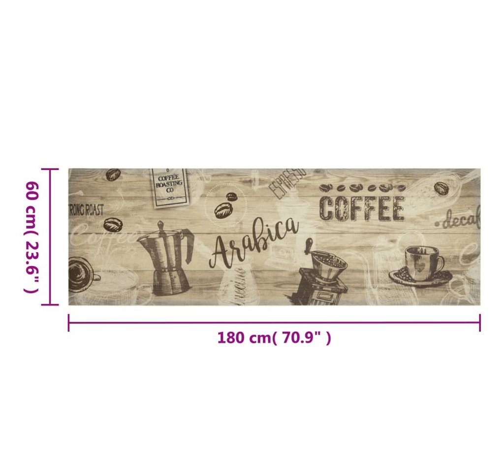 furnicato Teppich Küchenläufer Kaffee 180 x 60 cm mit Samtoberfläche und, 60 x 180 cm, Maschinenwaschbare Teppichmatte mit rutschfester Latex-Rückseite Bild 5