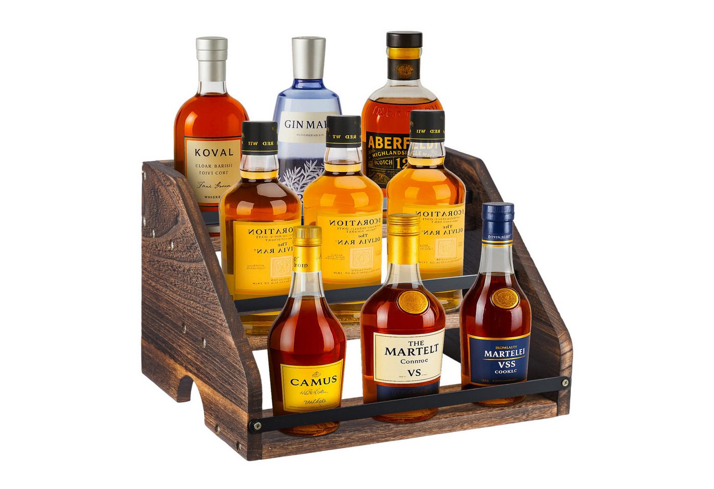 Youyijia Weinregal Spirituosenregal, 3-stufig, aus Holz, auch als Kaffeesirup-Regal oder