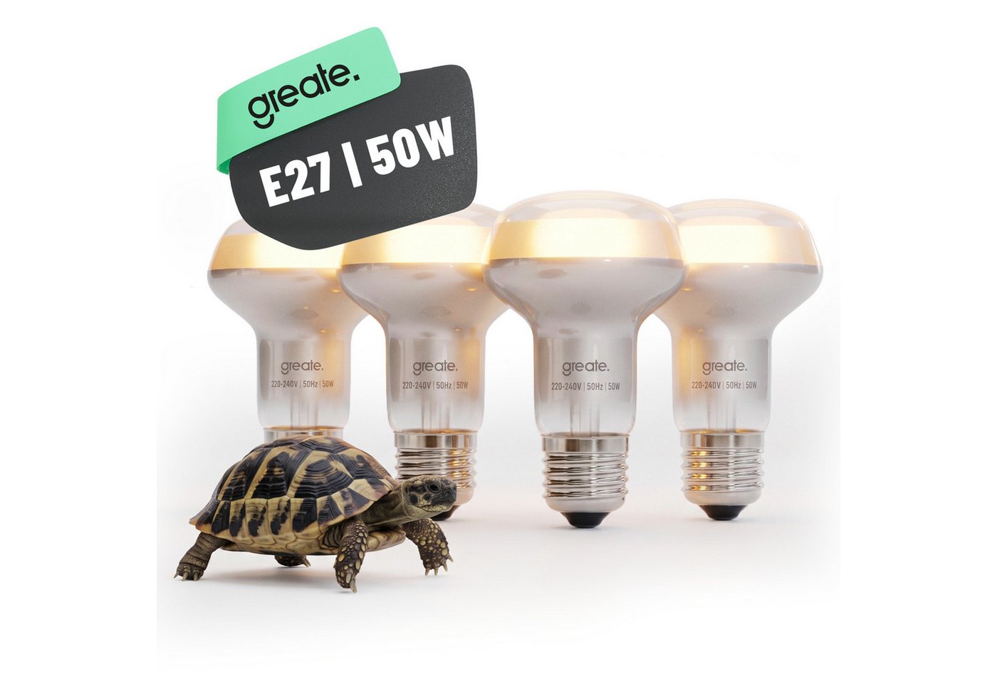 greate. Terrarienleuchte UVA Terrarium Lampe E27 50W - 4er Pack Reptilien Wärmelampe, warmweiß Bild 4